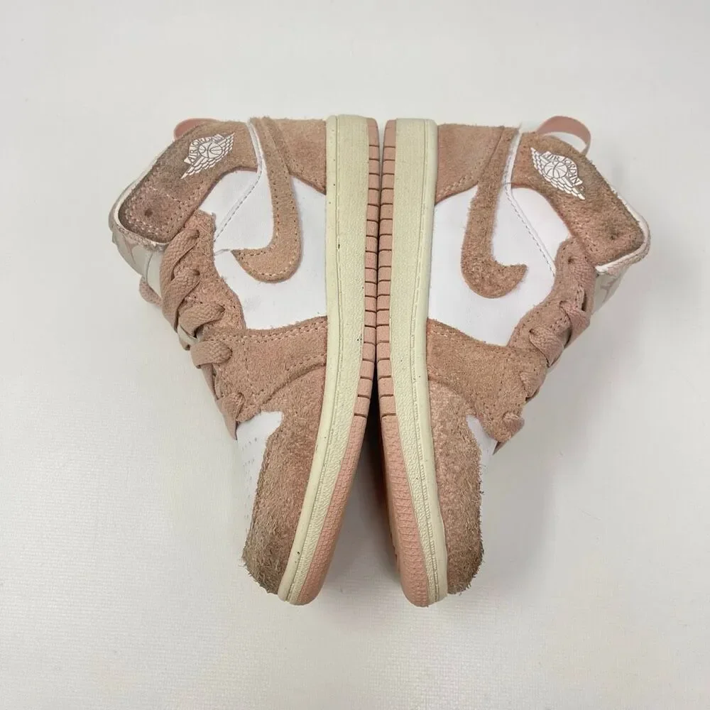 Nike Air Jordan 1 Mid SE GS Pink Oxford White Suede FN7493-161 Child Size 12C